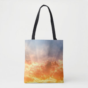 Colourful sunset: fiery sky twilight. tote bag