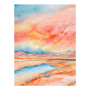 Colourful sunset in the desert photo print