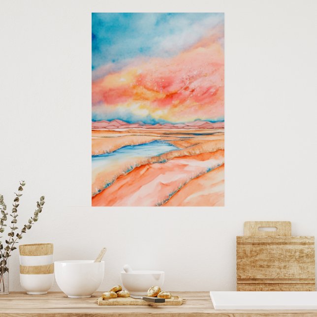 Colourful sunset in the desert poster (Kitchen)