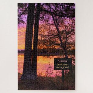 Colourful Sunset on the Lake Marry Me Puzzle 