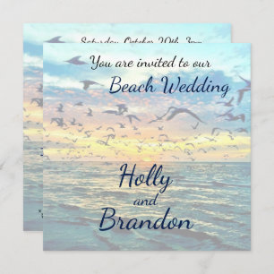 Colourful Sunset Print Beach Wedding Invitation