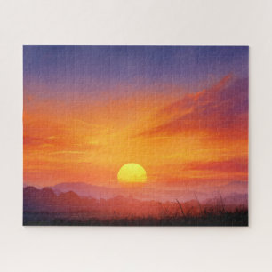 Colourful Sunset Sky and Mountains Photography Jigsaw Puzzle