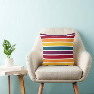 Colourful Sunset Stripes Cushion