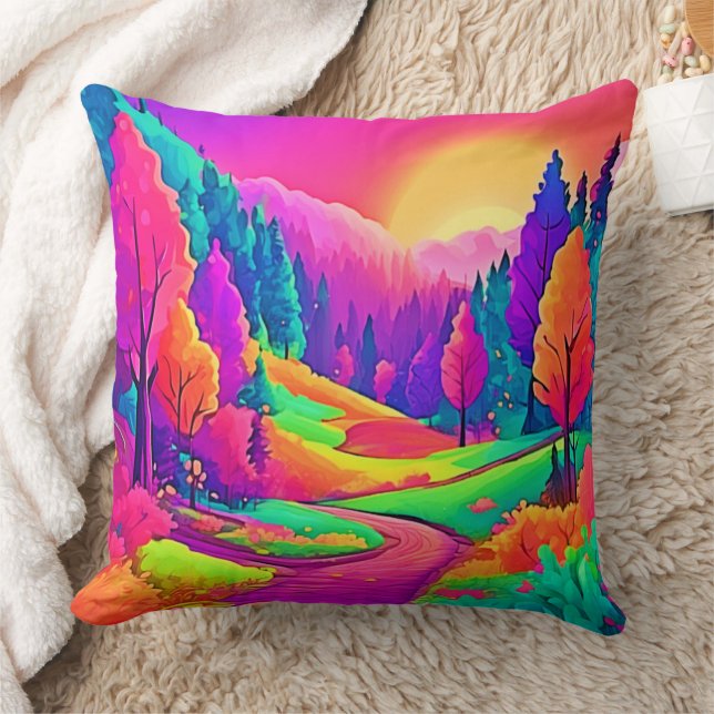 Colourful Sunset View Cushion (Blanket)