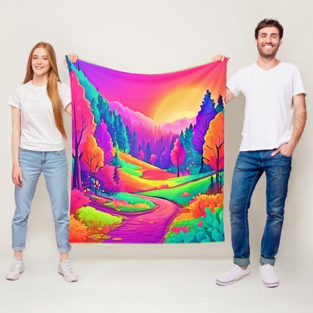 Colourful Sunset View Fleece Blanket (In Situ)