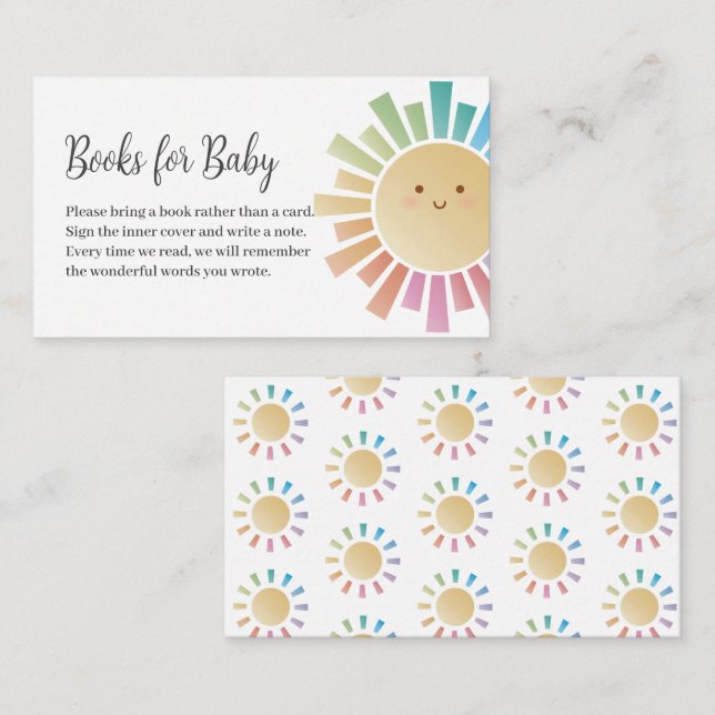Colourful Sunshine Baby Shower Books For Baby Enclosure Card (Front/Back)