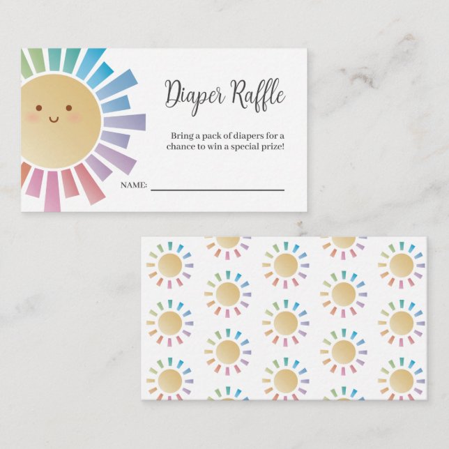 Colourful Sunshine Baby Shower Diaper Raffle Ticke Enclosure Card (Front/Back)