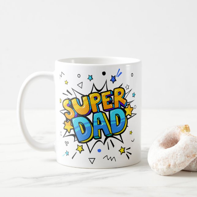 Colourful Super Dad Coffee Mug (With Donut)
