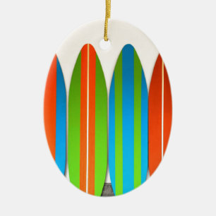 Colourful Surfboard Pattern Deisgn Ceramic Tree Decoration