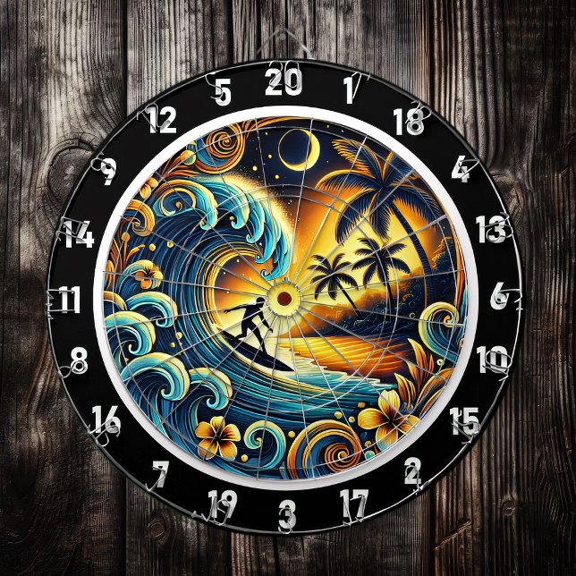 Colourful Surfer in Tropical Vibes Dartboard (Creator Uploaded)