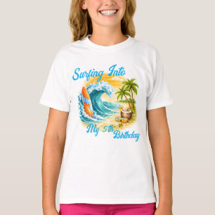 Colourful Surfing Beach tropical kid's birthday T-Shirt