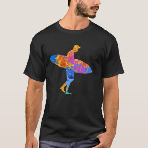 Colourful Surfing Surfer Surfboard Graphic 1 T-Shirt