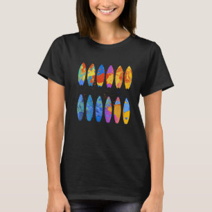 Colourful Surfing Surfer Surfboard Graphic T-Shirt