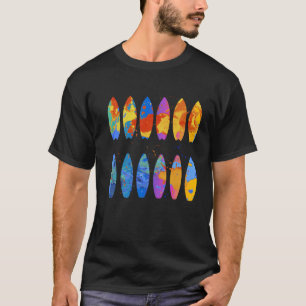 Colourful Surfing Surfer Surfboard Graphic T-Shirt