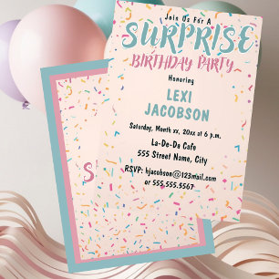 Colourful Surprise Birthday Party Invitation