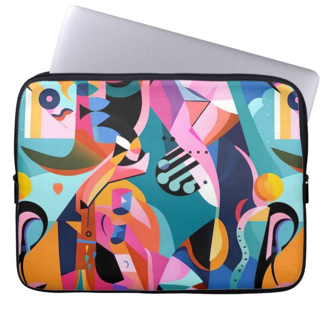 Colourful Surreal Abstract Pattern Laptop Sleeve (Front)