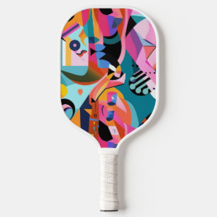 Colourful Surreal Abstract Pattern Pickleball Paddle