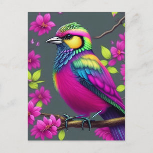 Colourful Surreal Bird Postcard