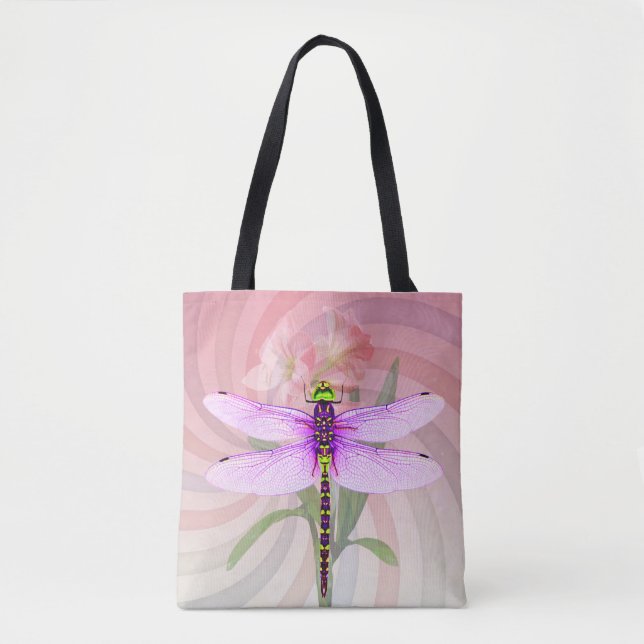 Colourful & Surreal Dragonfly 1960’s Theme Tote Bag (Front)