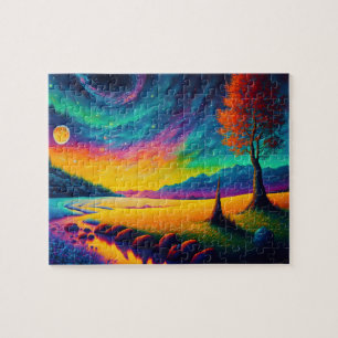 Colourful Surreal Nighttime Landscape Jigsaw Puzzle