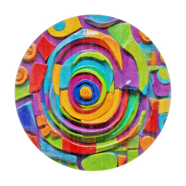 Colourful Surreal Sculpture Play Cutting Board (Front)