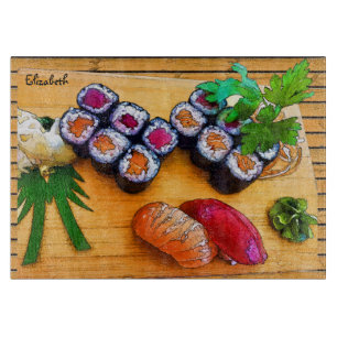 Colourful Sushi Drawing Cutting Board
