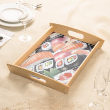 Colourful Sushi on Black Platter