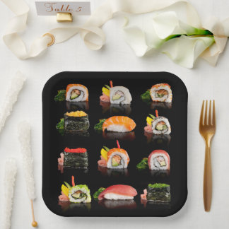Colourful Sushi Photo  Paper Plate