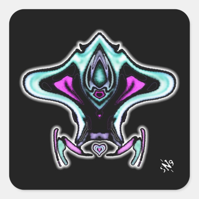 Colourful swallow jet plane v2 square sticker (Front)
