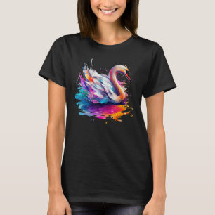 Colourful Swan Lake Birds Lover Splash Art T-Shirt