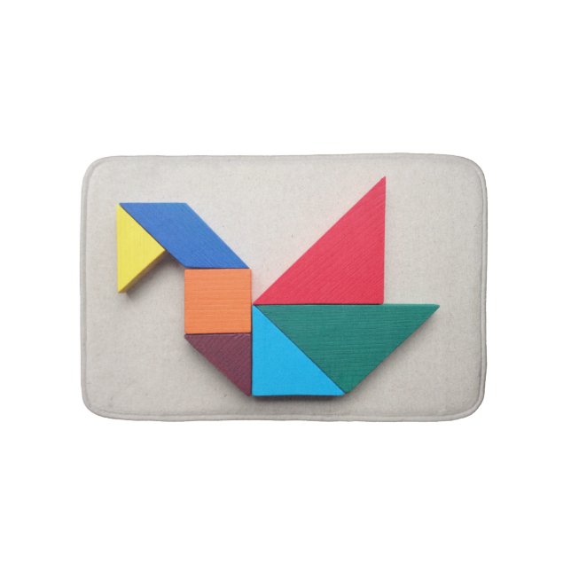 Colourful Swan Tangram Bath Mat (Front)