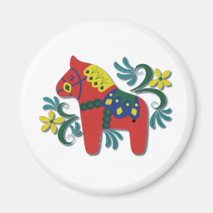 Colourful Swedish Dala Horse Magnet