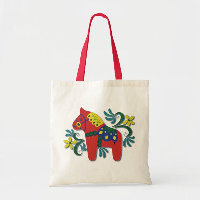 Colourful Swedish Dala Horse Tote Bag (Front)