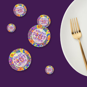 Colourful Sweet 16 Birthday Backdrop Confetti