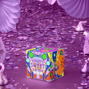 Colourful Sweet 16 Birthday Backdrop Favour Box