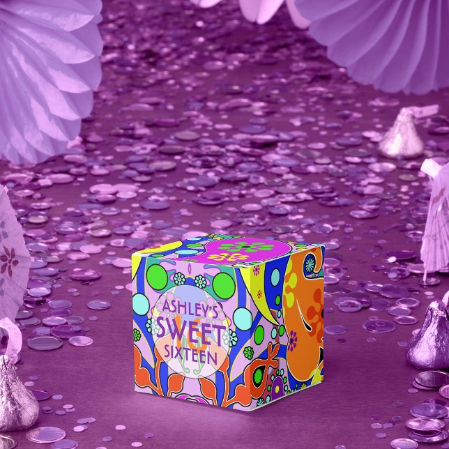 Colourful Sweet 16 Birthday Backdrop Favour Box (Creator Uploaded)
