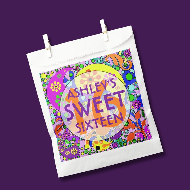 Colourful Sweet 16 Birthday  Favour Bag (Creator Uploaded)