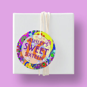 Colourful Sweet 16 Birthday Party Favour Tags