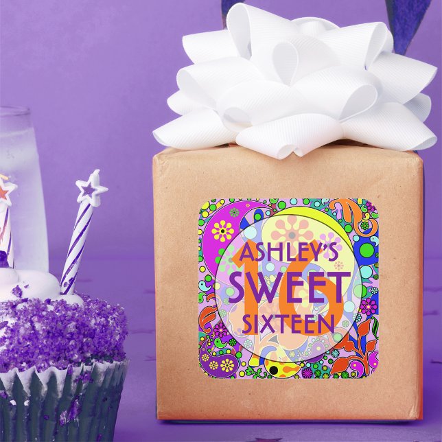 Colourful Sweet 16 Birthday Party Stickers (Creator Uploaded)