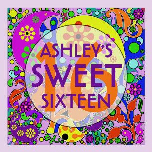 Colourful Sweet 16 Birthday Poster