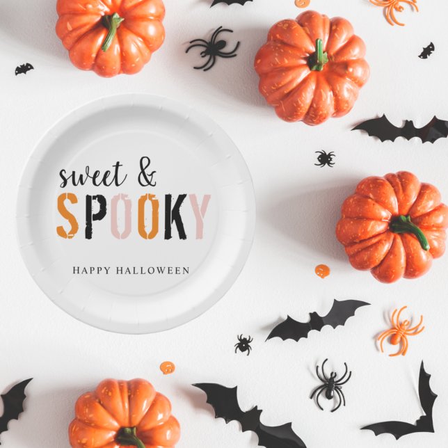 Colourful Sweet And Spooky | Happy Halloween  Paper Plate (Creator Uploaded)
