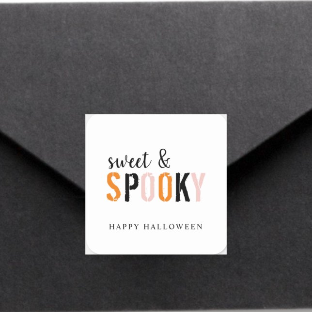 Colourful Sweet And Spooky | Happy Halloween  Square Sticker (Creator Uploaded)