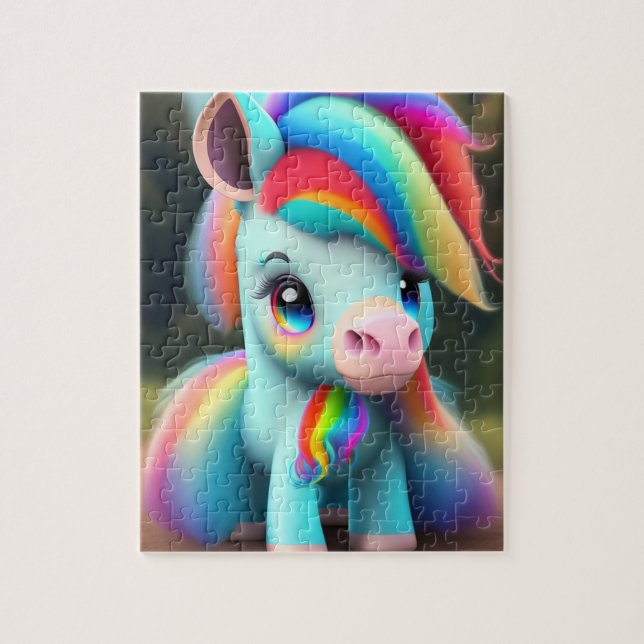 Colourful Sweet Baby Pony With Rainbow, Pony Jigsaw Puzzle (Vertical)