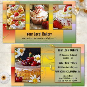 Colourful Sweet Bakery Dessert Photo Business Card