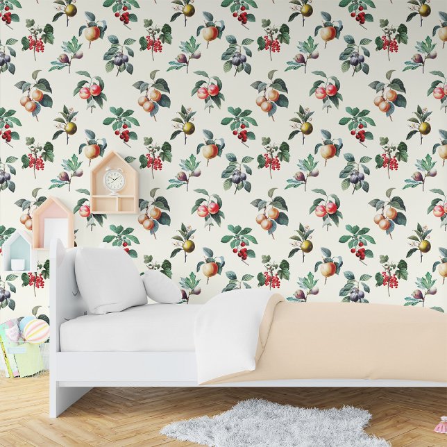 Colourful Sweet Botanical Vintage Fruit on White Wallpaper (Creator Uploaded)