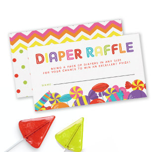 Colourful Sweet Candy Baby Shower Diaper Raffle Enclosure Card