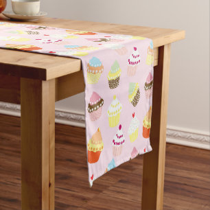 Colourful Sweet Cupcakes Pattern Table Runner