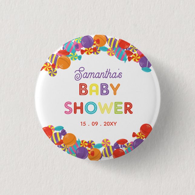Colourful Sweet Fun Candy Baby Shower 3 Cm Round Badge (Front)