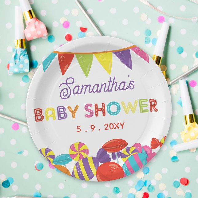 Colourful Sweet Fun Candy Theme Baby Shower Paper Plate (Creator Uploaded)