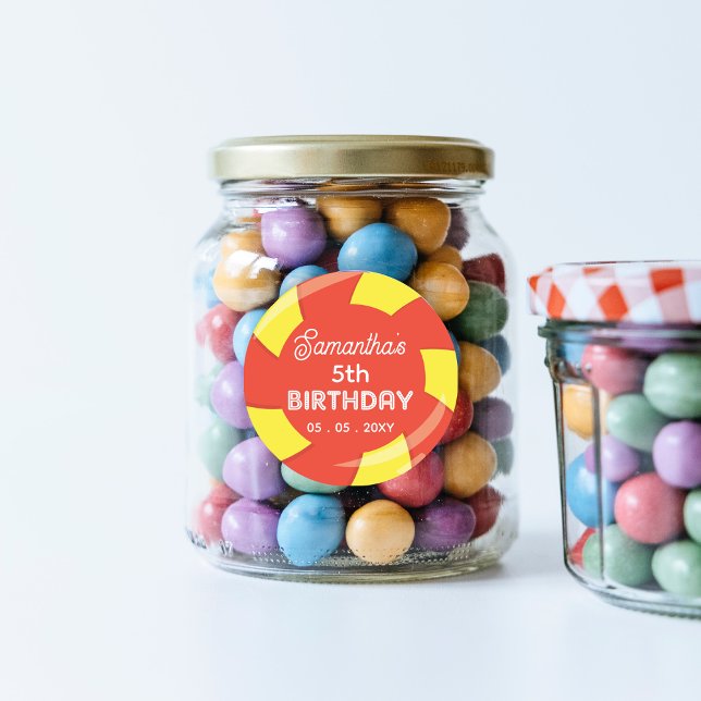 Colourful Sweet Fun Candy Theme Birthday Party Classic Round Sticker ( Colorful Sweet Fun Candy Theme Birthday Party Classic Round Sticker )